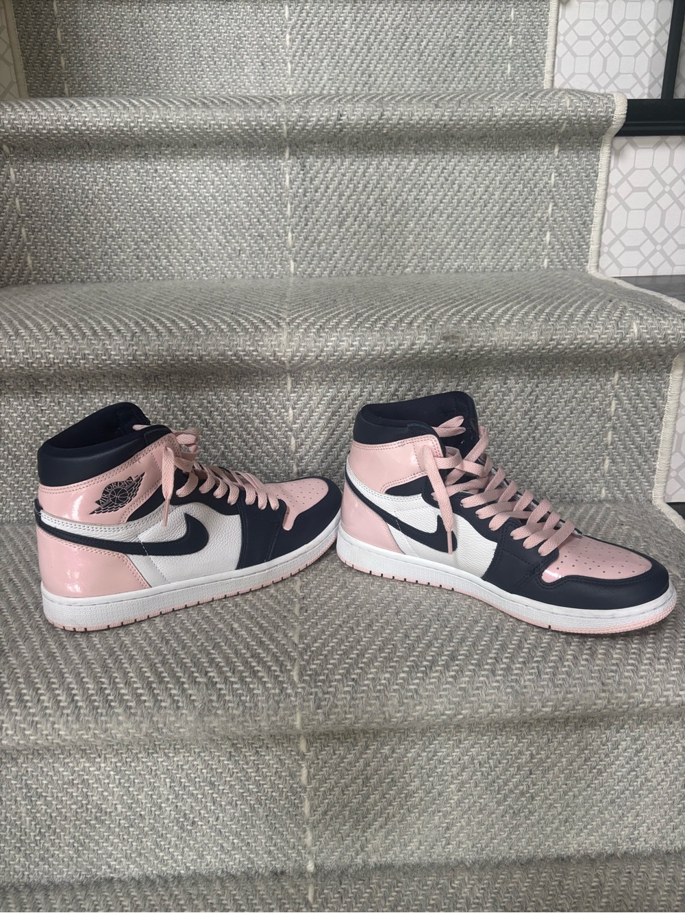 Nike Women's High-Top Sneakers in Pink, Navy & White